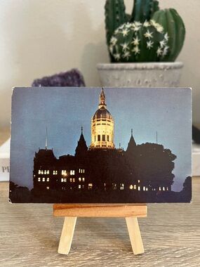 Vintage Hartford Connecticut Postcard State Capitol Night View Posted 1968